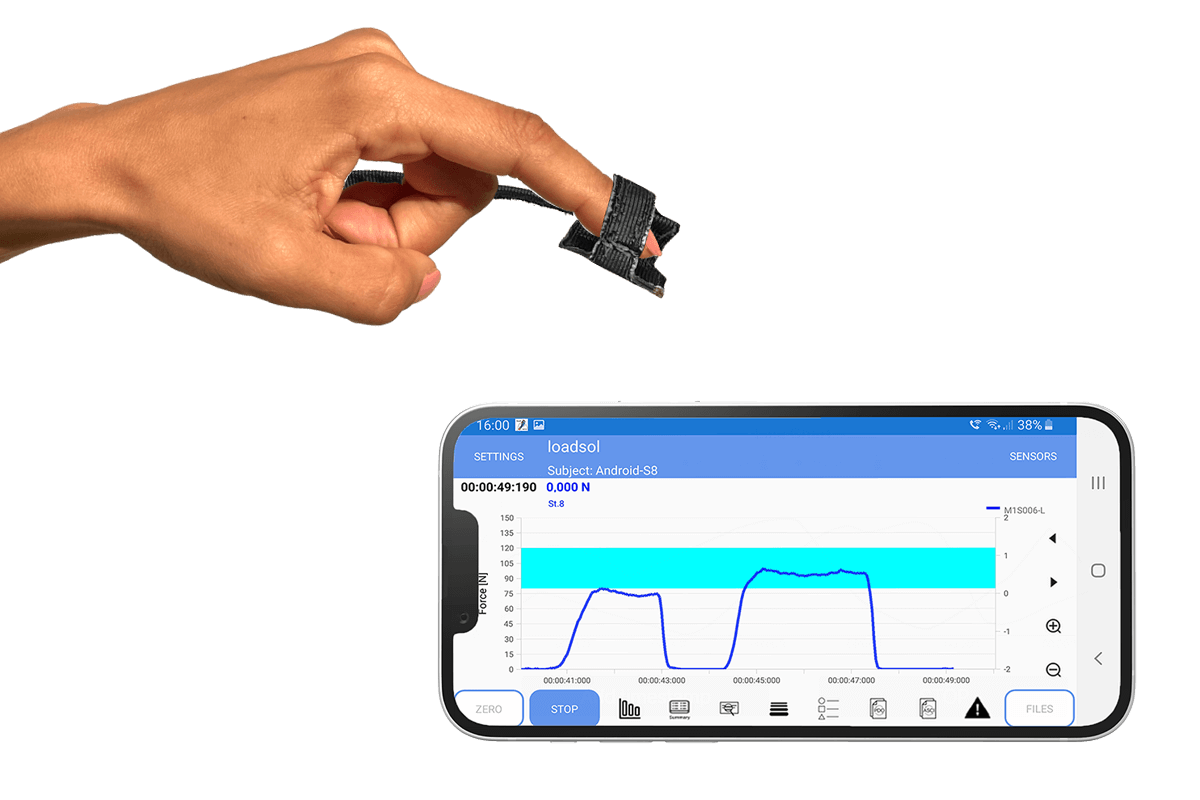 finger force measurements - mobile force measurement on hand | buttonsens - novel.de