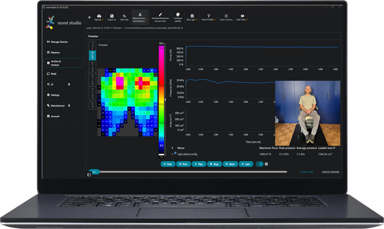 pliance-16 recorder for body pressure mapping on seat (car,aircraft and ...)