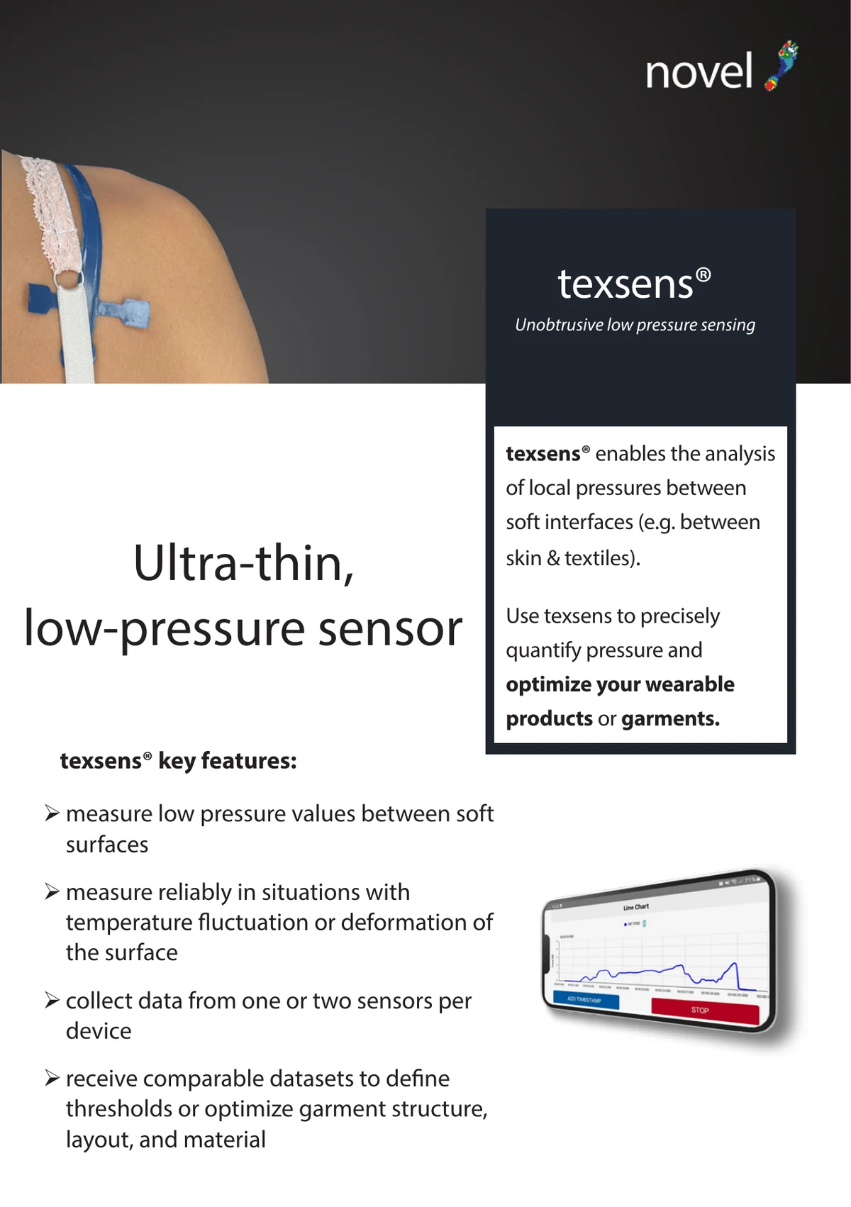Cover of the current texsens English brochure, August 2026